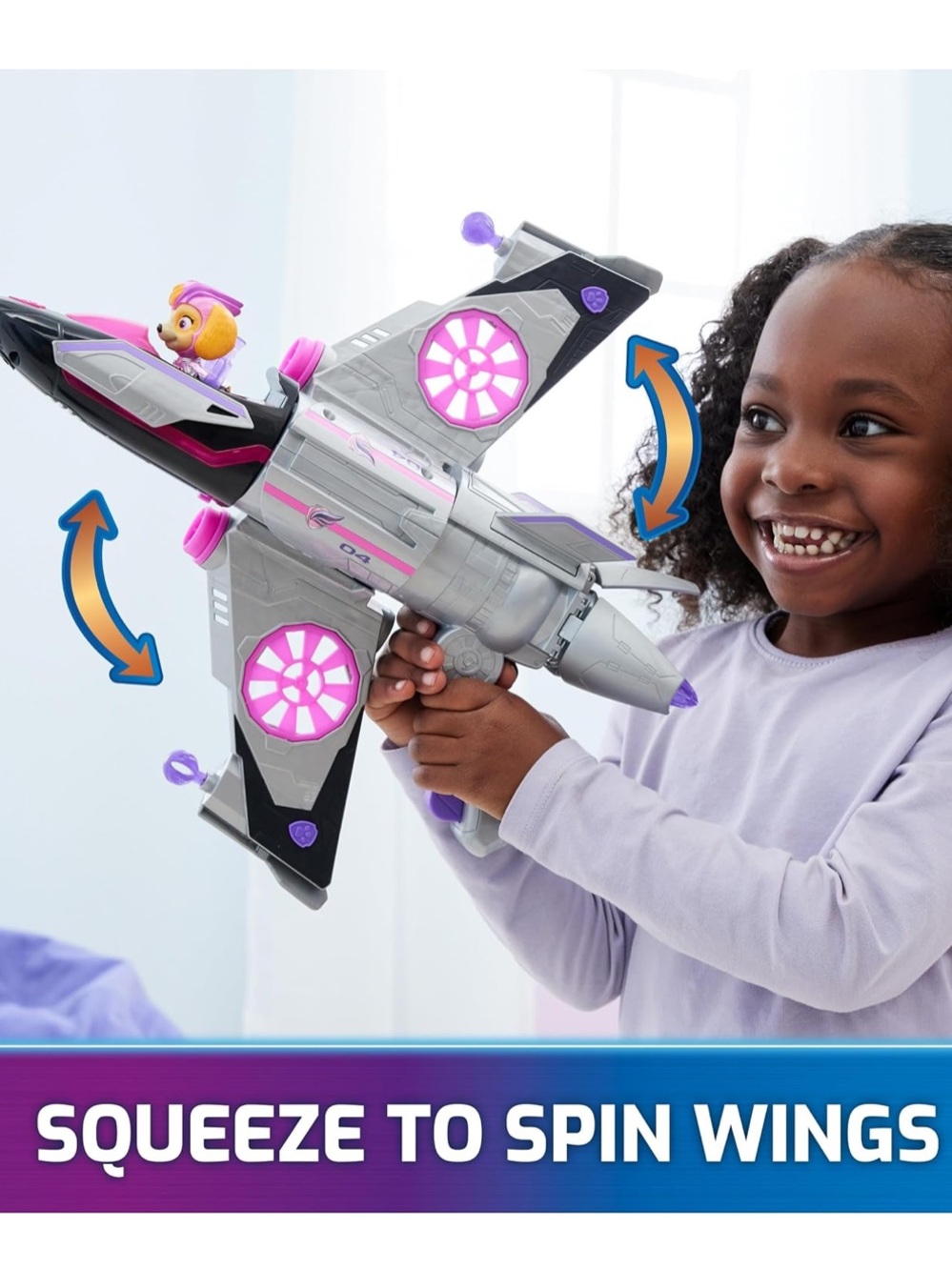 Paw Patrol Skye Spin Wing Jet - Silver, Pink & Purple